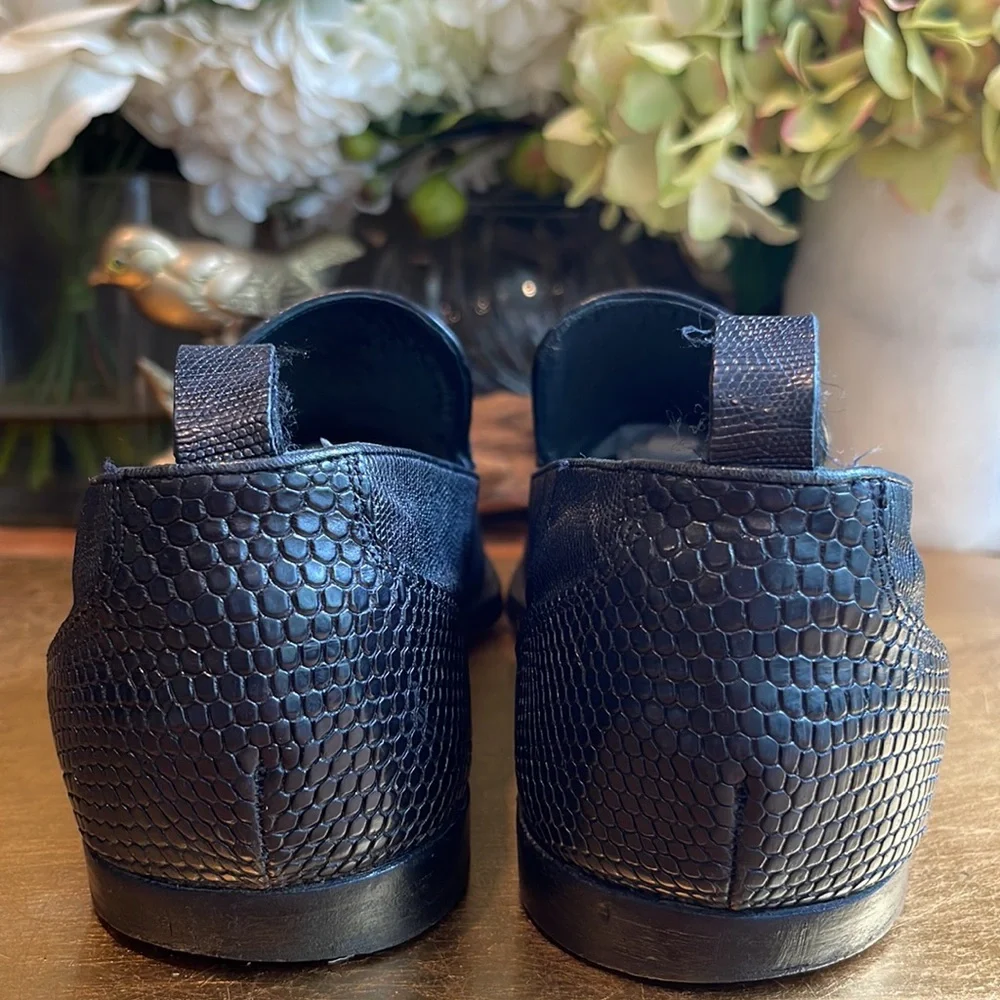 EXOTIC Bally Lizard Loafers in Black Leather